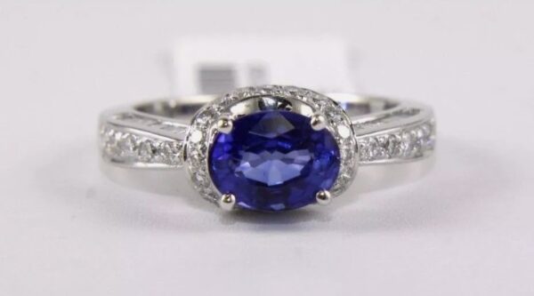 Blue Sapphire & White Sapphire Ladies Ring