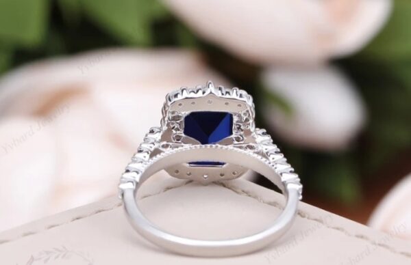 Blue Sapphire & White Sapphires Ladies Ring - Image 3