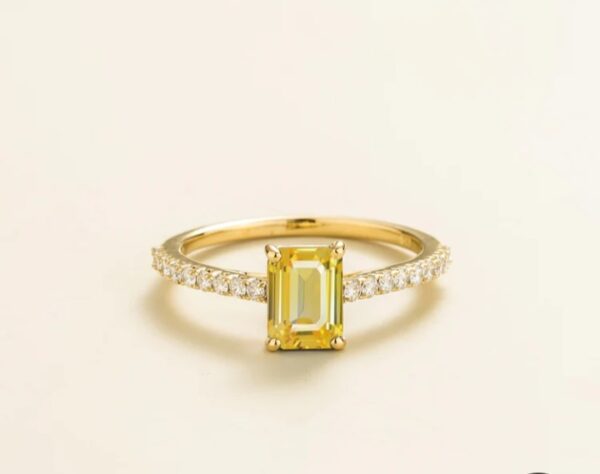 Yellow Sapphire & White Sapphires Ladies Ring