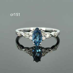 Marquise London Blue Topaz & White Sapphire Engagement Ring
