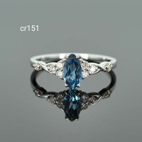 Marquise London Blue Topaz & White Sapphire Engagement Ring